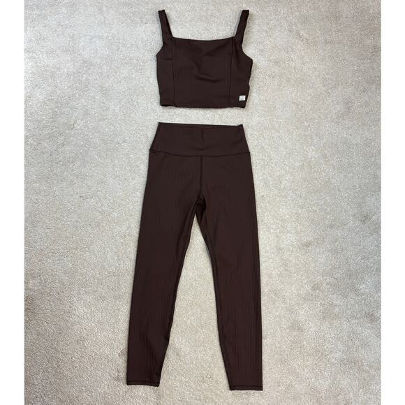 Vuori Pants - Vuori Women's Set Inversion Rib Support Tank & Leggings Java Brown Size S